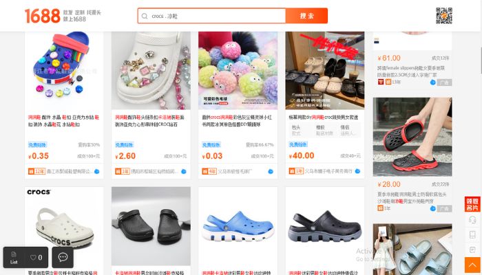 Nhập dép Crocs Trung Quốc giá sỉ qua các trang thương mại điện tử