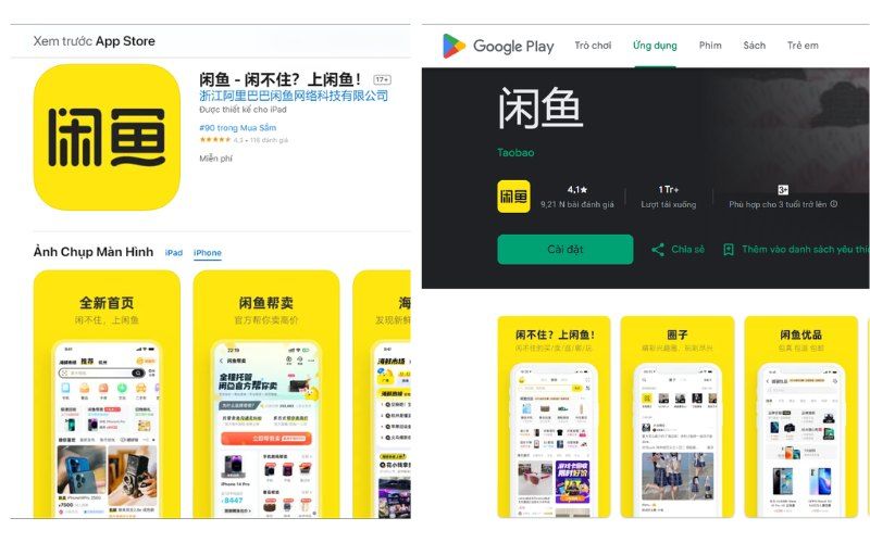 Tải và cài đặt app Xianyu trên điện thoại